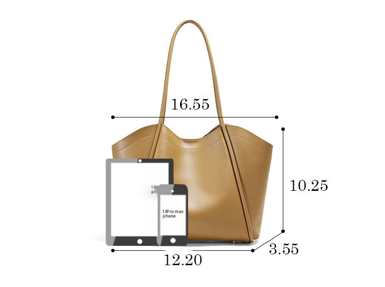 Fashionable Elegant Designer Inspired Large Capacity Tote Shoulder Bag from Real Leather