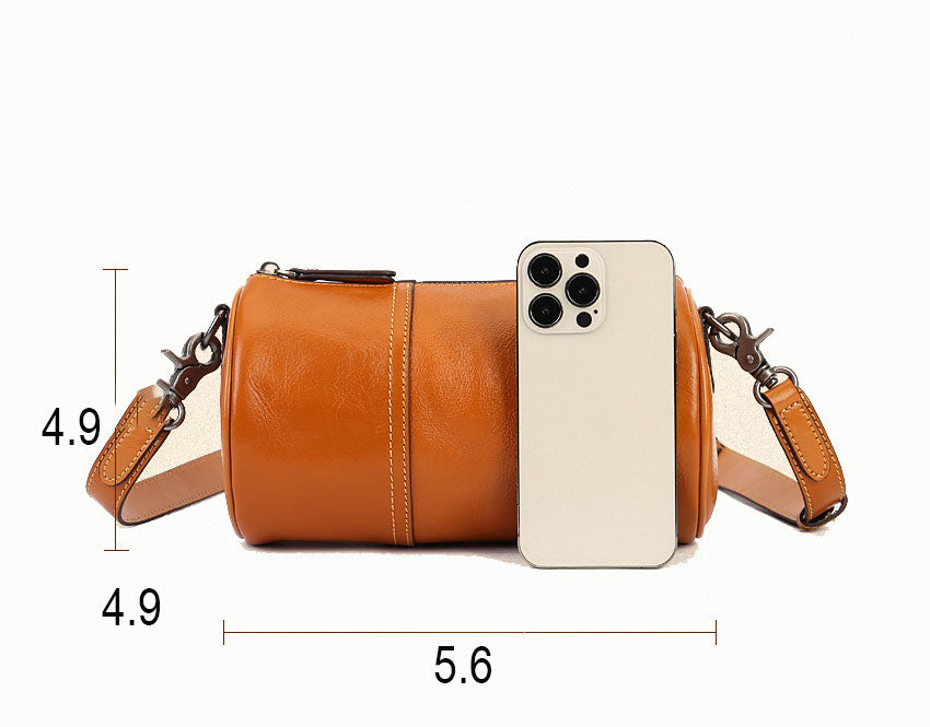 High-End Designer Inspired Cylinder Crossbody Shoulder Bag from High Quality Leather