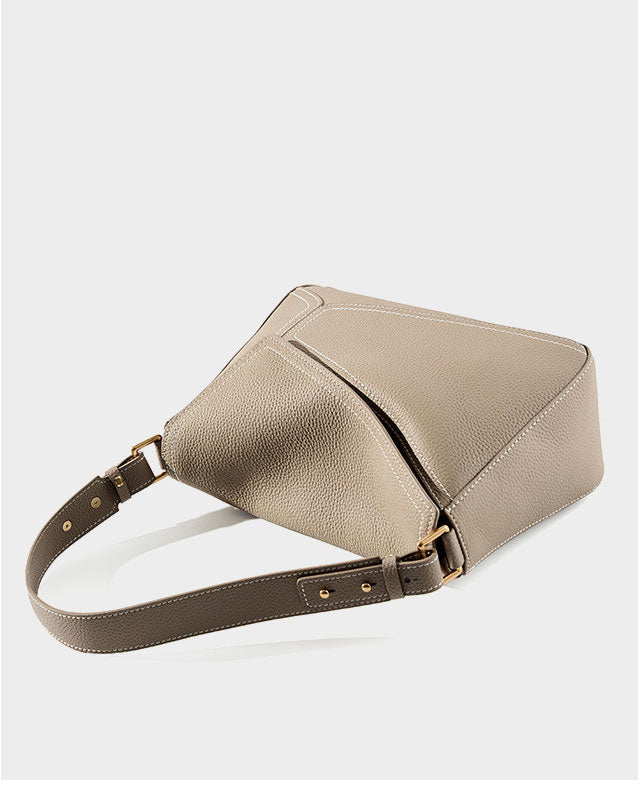 High-End Designer Inspired Geometric Shoulder Crossbody Bag from Top Layer Cowhide Leather