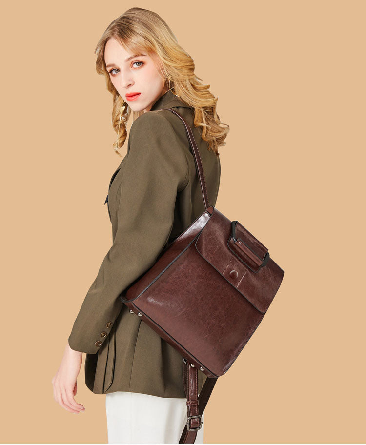 High-End Large Capacity Premium Top Layer Leather Backpack – Stylish, Durable, and Timeless