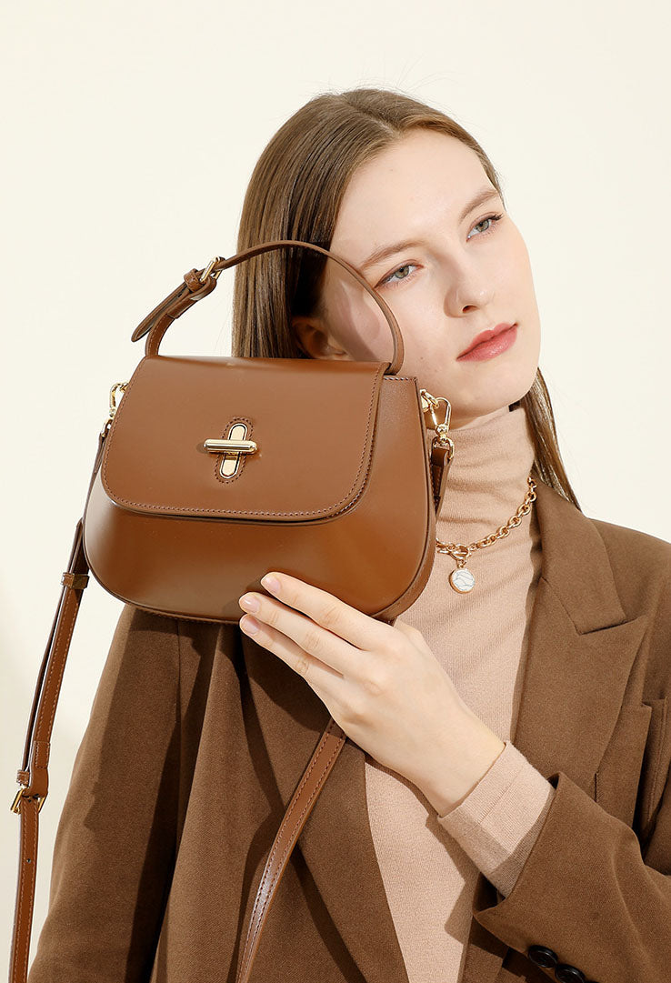 Luxury Designer-Inspired Leather Satchel – Versatile Crossbody Bag with Detachable Strap