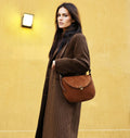 High-End Designer Inspired Two Sided Genuine Leather-Suede Crossbody Shoulder Bag for Fashionable Girls