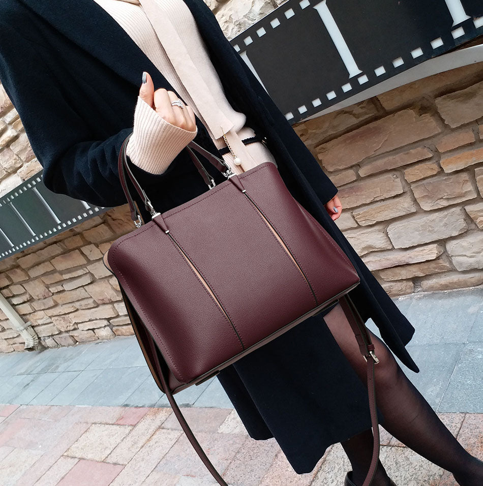 Clara Bordeaux Structured Tote