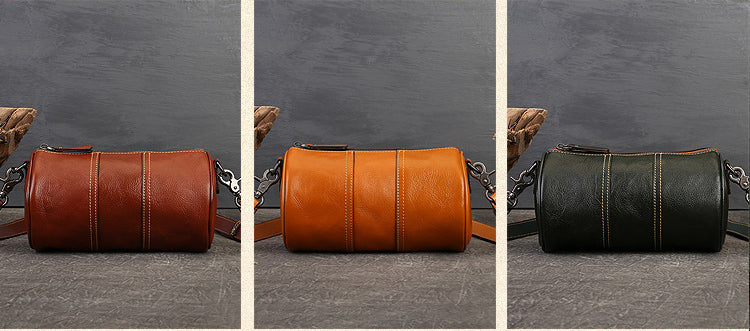 High-End Designer Inspired Cylinder Crossbody Shoulder Bag from High Quality Leather