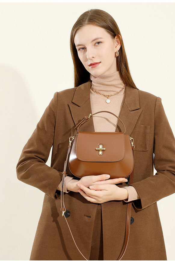 Luxury Designer-Inspired Leather Satchel – Versatile Crossbody Bag with Detachable Strap