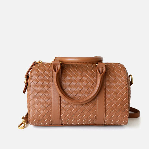 Sac Boston tissé tendance et tendance en cuir de vachette de qualité supérieure