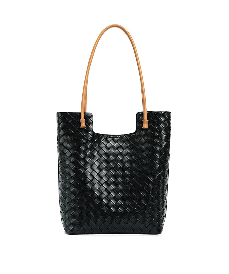 Beautiful Designer inspired Large Capacity Woven Tote Shoulder Bag from Real High Quality Leather