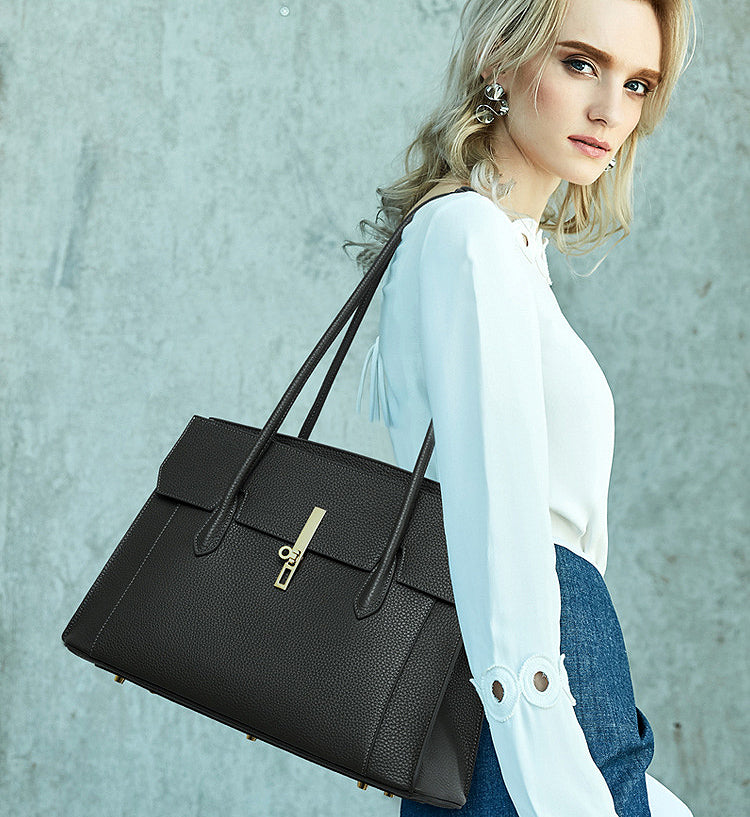 Timeless Elegant Classic Designer Inspired Large Capacity Tote Crossbody Bag from 100% Real Leather