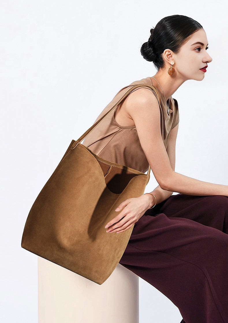 The Essential Large Capacity Bucket Suede Shoulder Bag