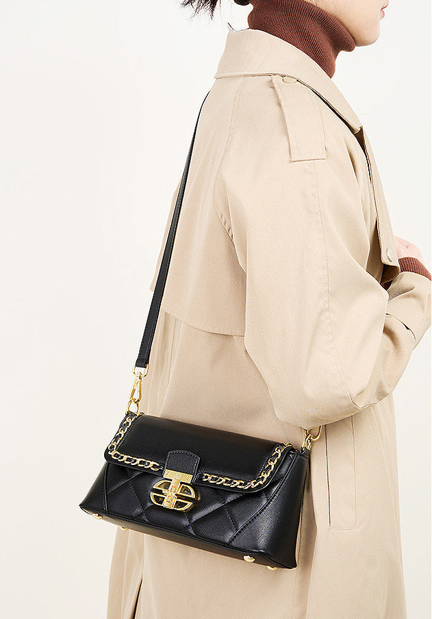 Luxury from Real Leather Diamond Stitched Crossbody Bag for Special Occasions.