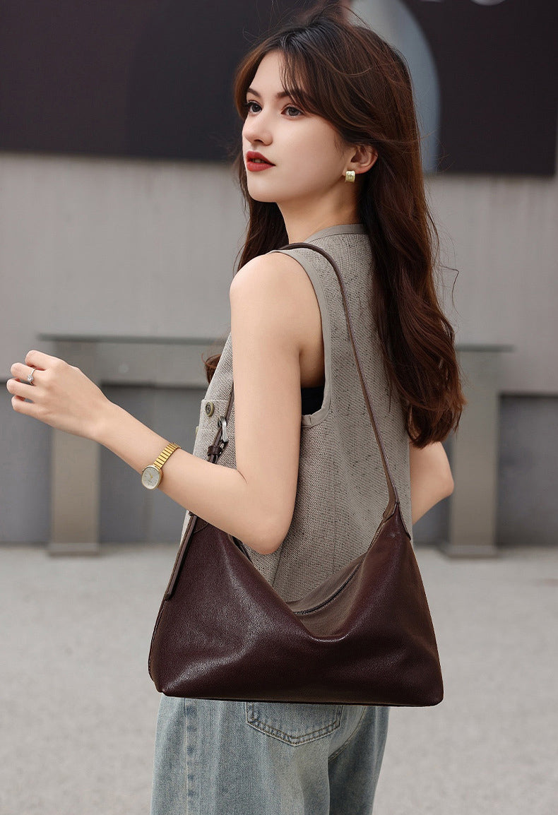 Two side real leather-suede shoulder bag