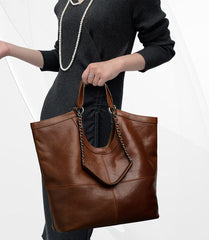 Large Leather Tote Shoulder Bag