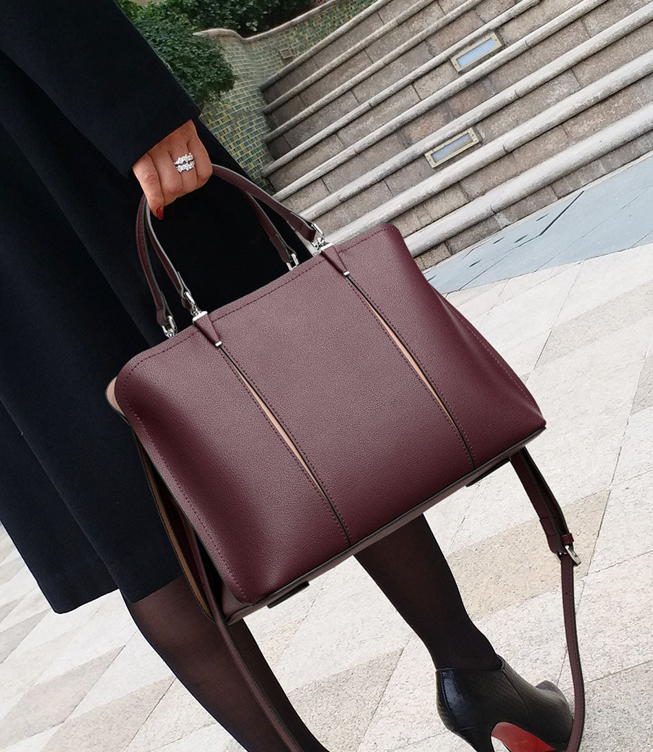 Clara Bordeaux Structured Tote