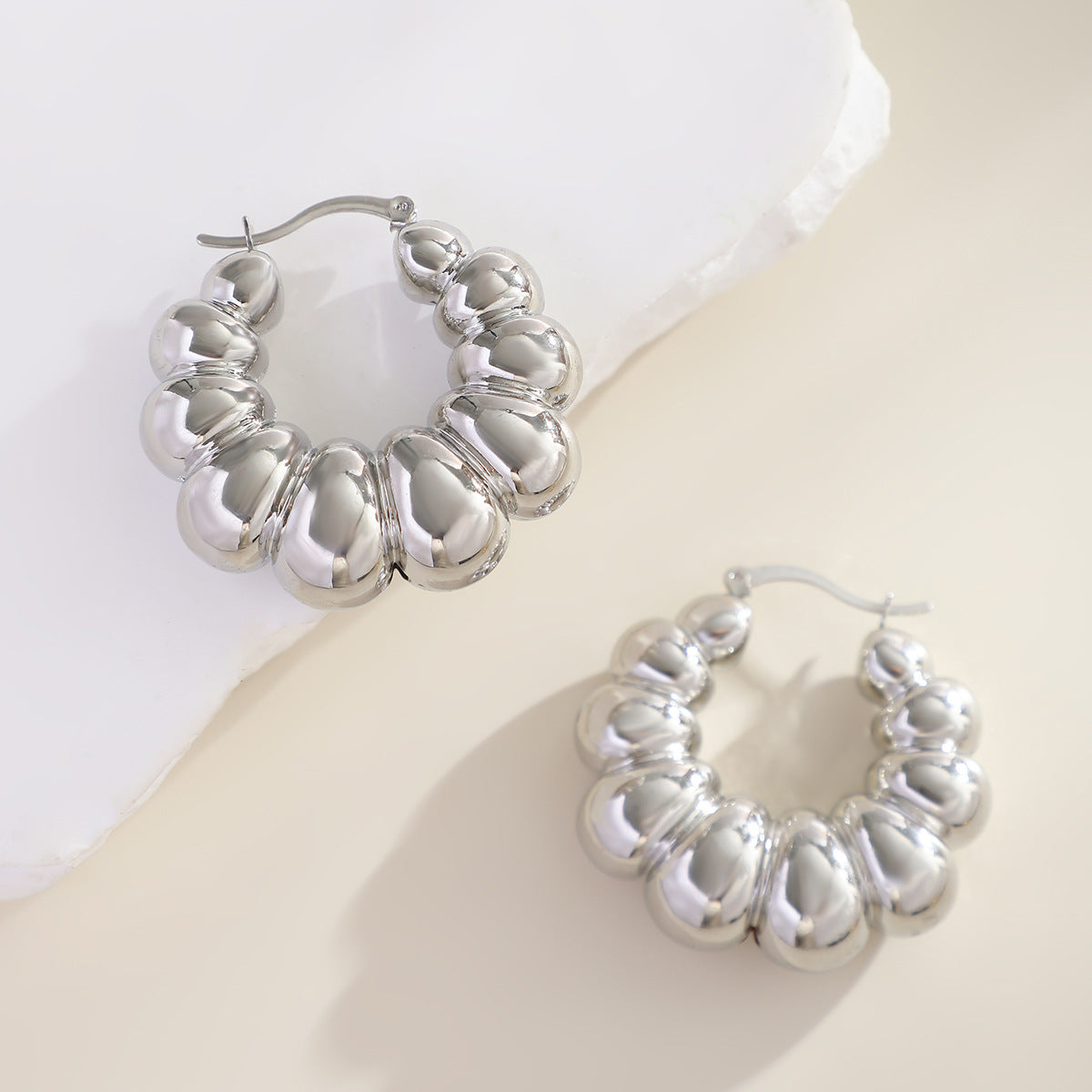 Bubble Drop Hoop Earrings