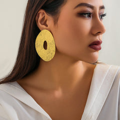 Irregular Flat Oval Stud Earings