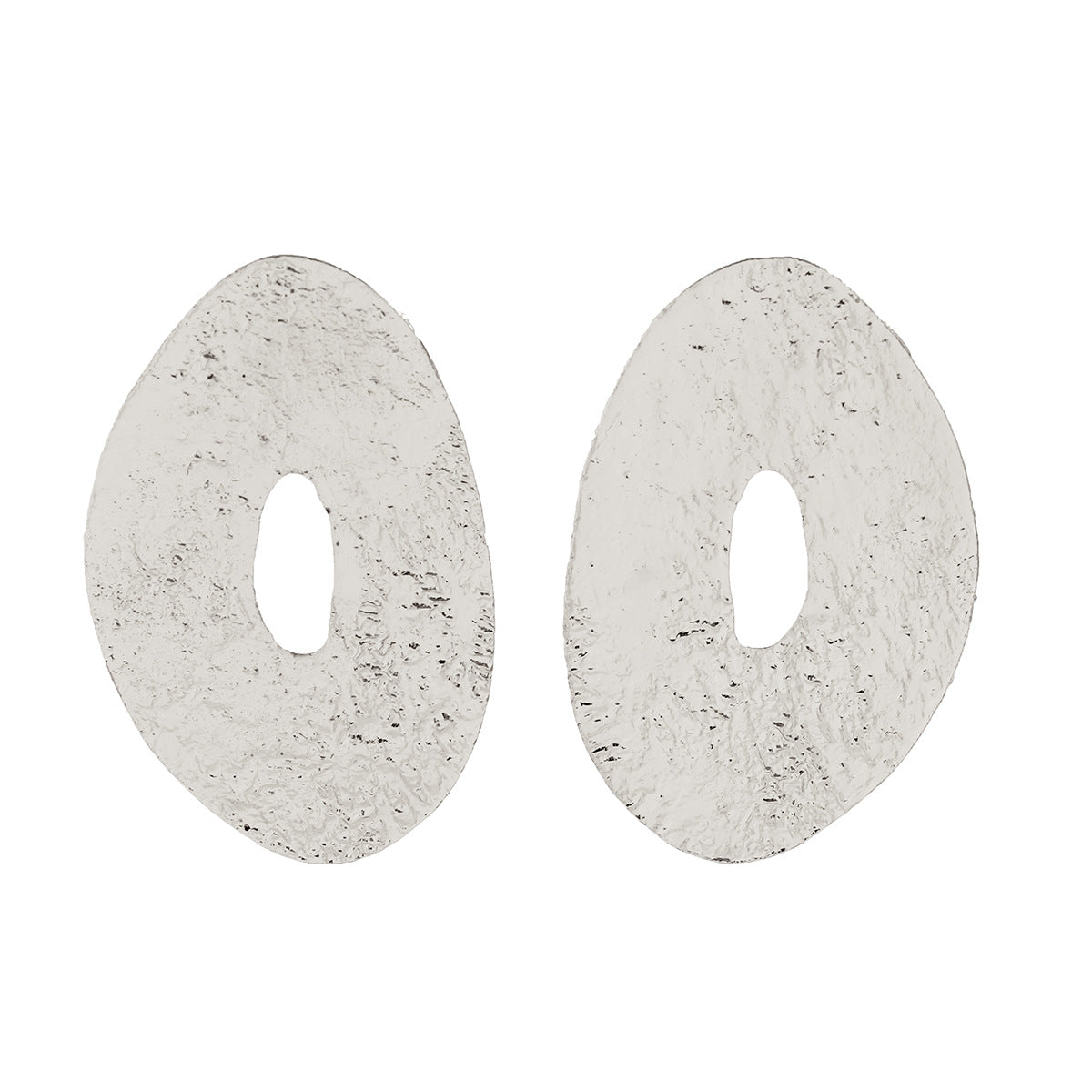 Irregular Flat Oval Stud Earings