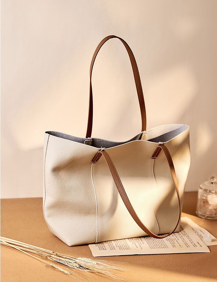 Convenient For Everyday Use Comfortable Large Capacity Designer Inspired Tote Shoulder Bag from Top Layer Cowhide Leather