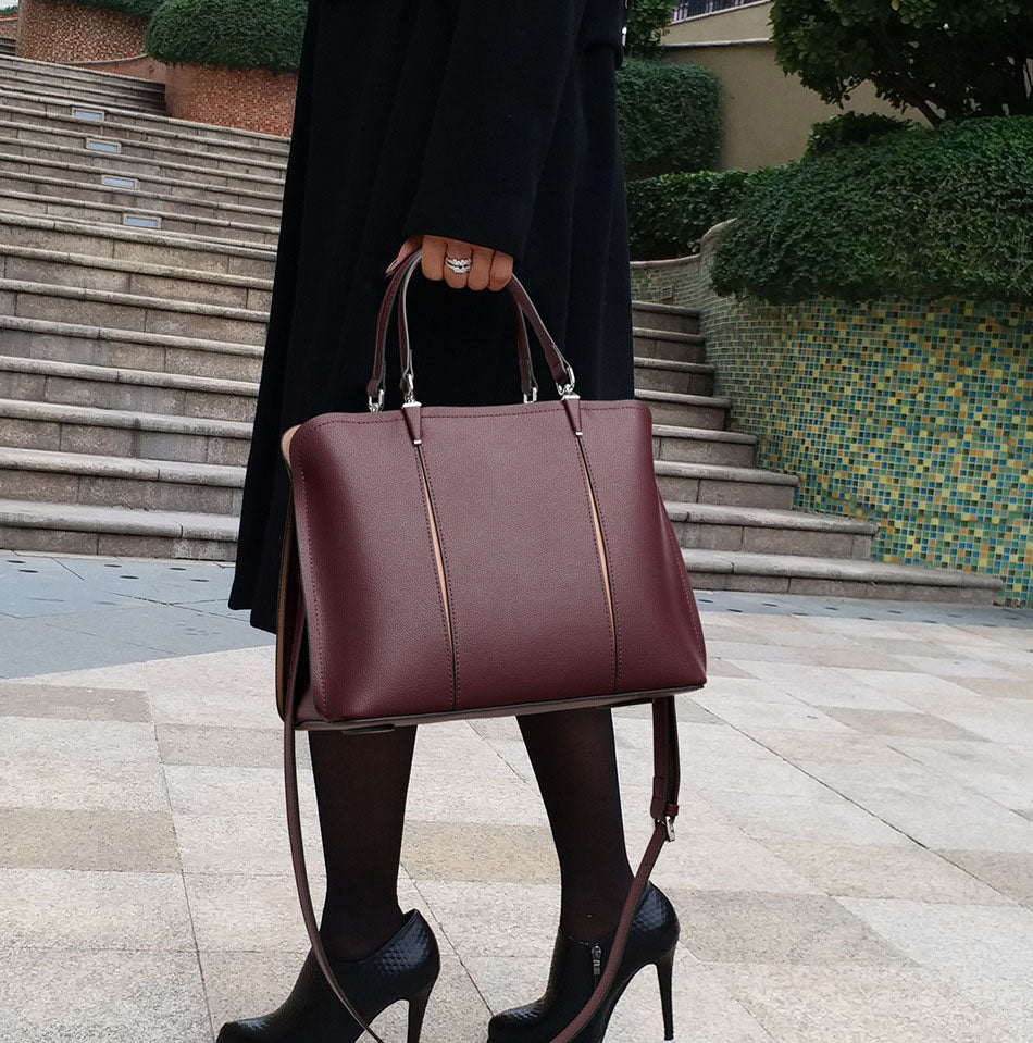 Clara Bordeaux Structured Tote