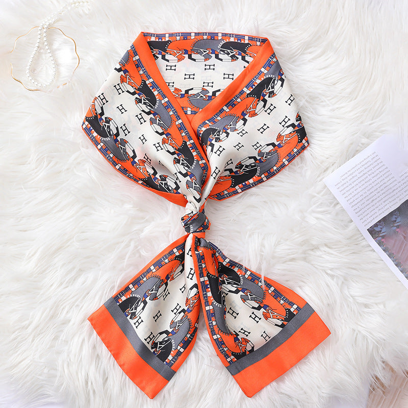 Equestrian Elegance Silk Twill Ribbon Scarf