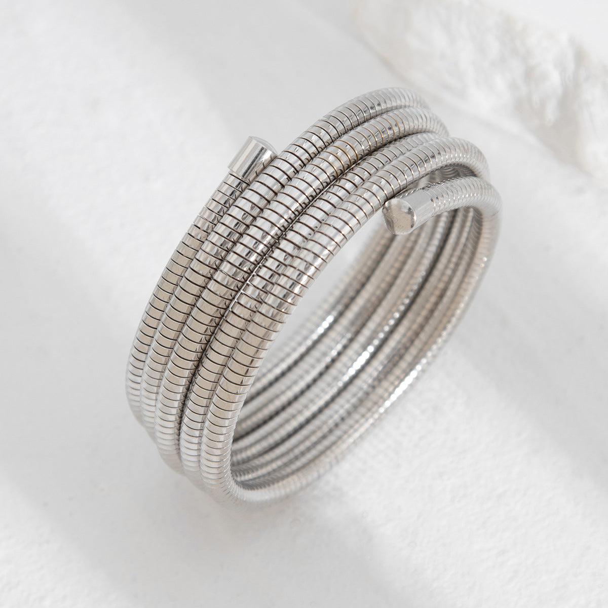 Elegant Gold and Silver Coil Wrap Bracelet – Bold Multi-Layered Statement Bangle