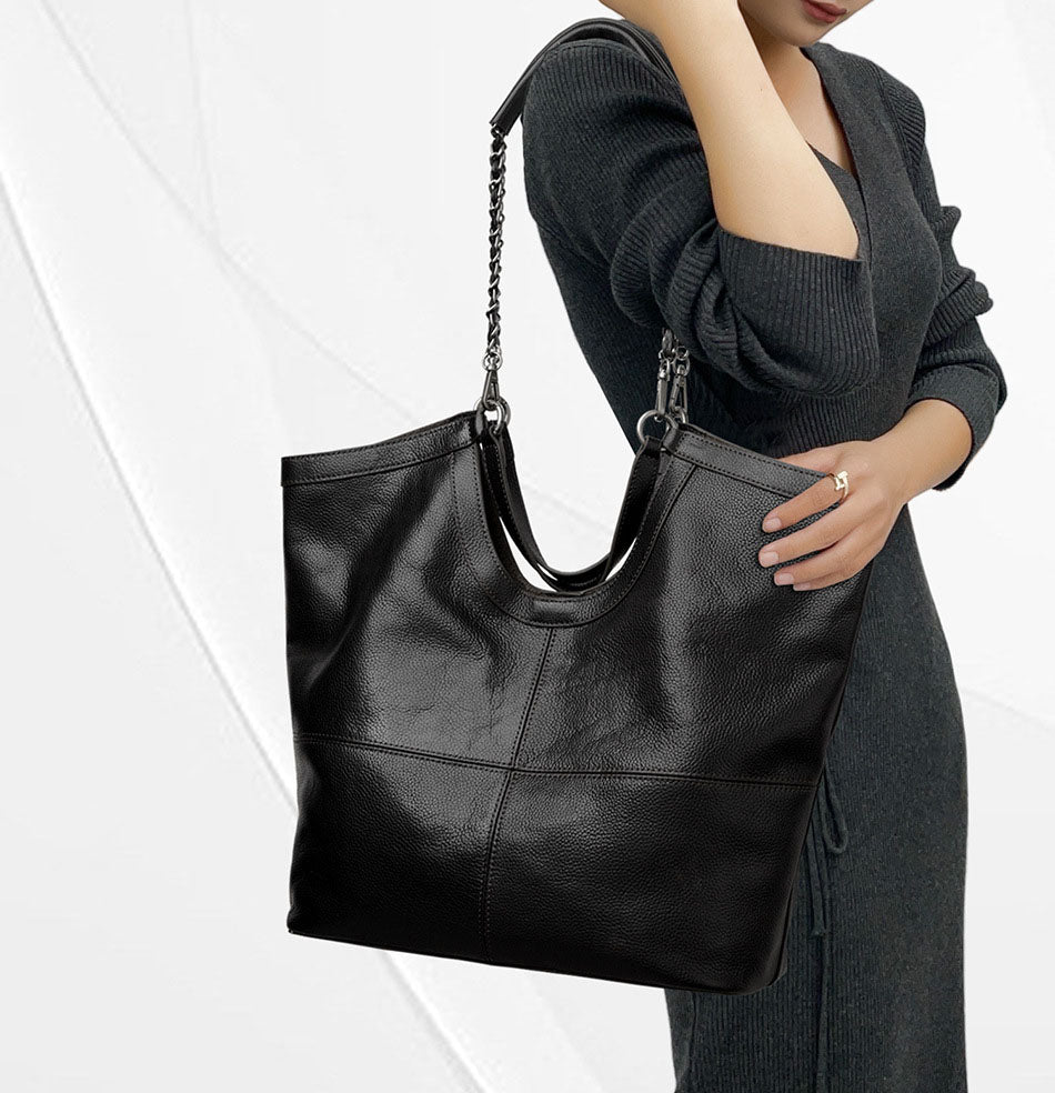 Large Leather Tote Shoulder Bag