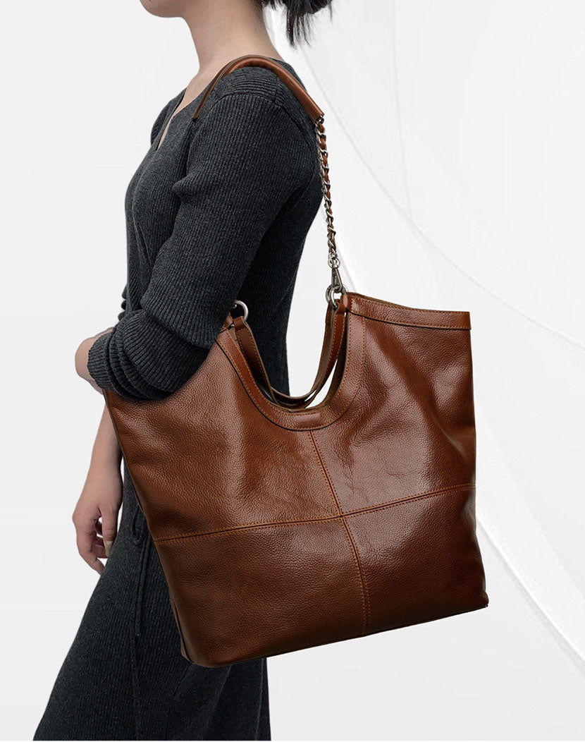 Large Leather Tote Shoulder Bag