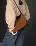 High-End Two Sided Genuine Leather-Suede Shoulder Crossbody Bag for Fashion Forward Females