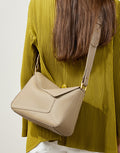 High-End Designer Inspired Geometric Shoulder Crossbody Bag from Top Layer Cowhide Leather