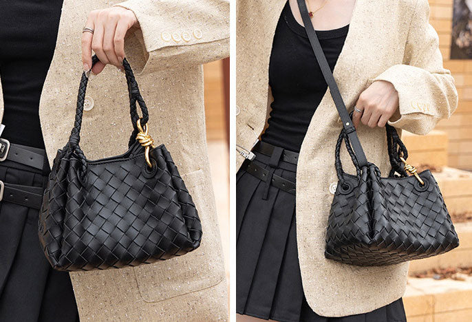 High End Woven Leather Satchel Bag