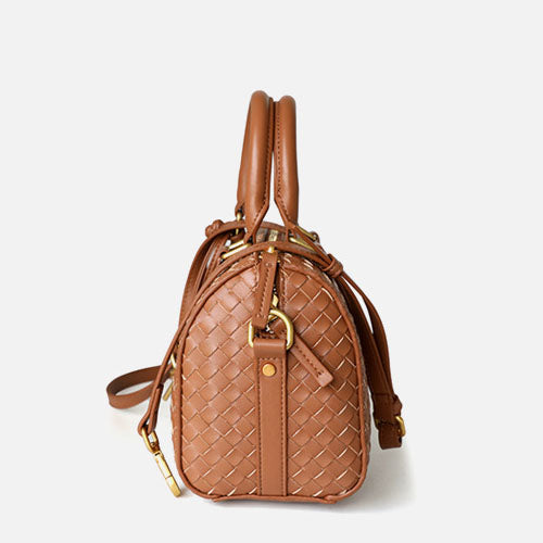 Sac Boston tissé tendance et tendance en cuir de vachette de qualité supérieure