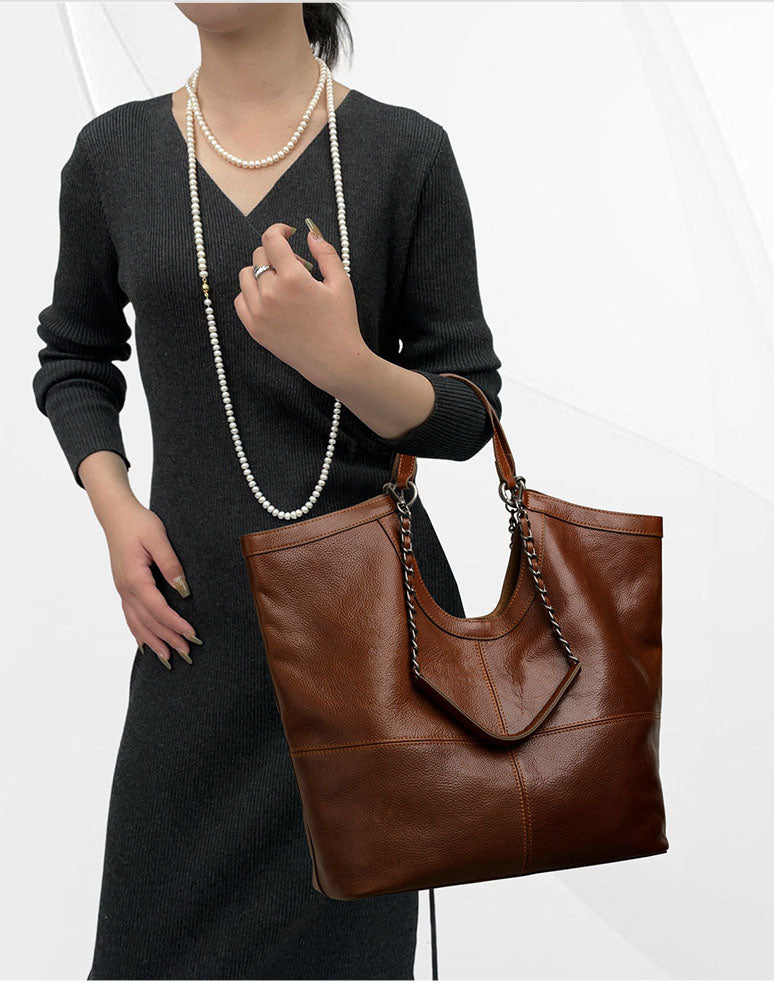 Large Leather Tote Shoulder Bag