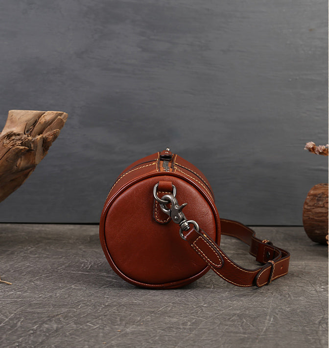 High-End Designer Inspired Cylinder Crossbody Shoulder Bag from High Quality Leather