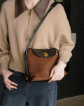 High-End Two Sided Genuine Leather-Suede Shoulder Crossbody Bag for Fashion Forward Females