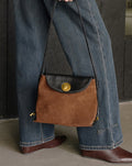 High-End Two Sided Genuine Leather-Suede Shoulder Crossbody Bag for Fashion Forward Females