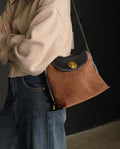 High-End Two Sided Genuine Leather-Suede Shoulder Crossbody Bag for Fashion Forward Females