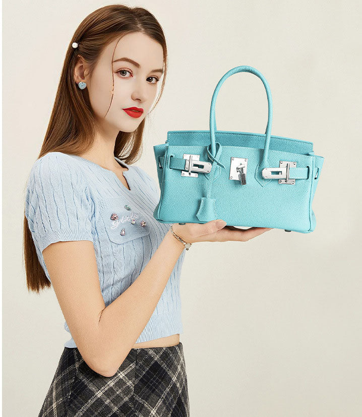 Azure Luxe Lock Tote