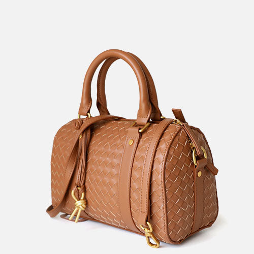 Sac Boston tissé tendance et tendance en cuir de vachette de qualité supérieure