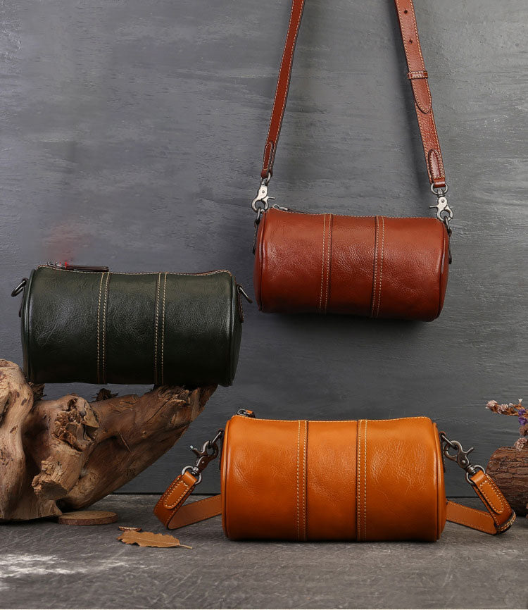 High-End Designer Inspired Cylinder Crossbody Shoulder Bag from High Quality Leather