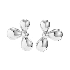 Chic Gold Silver Plated Three-Pedal Flower Shaped Earrings