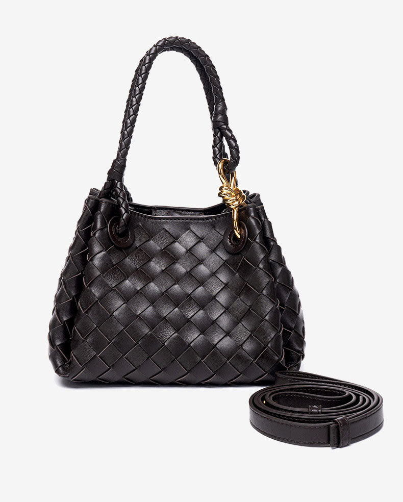 High End Woven Leather Satchel Bag