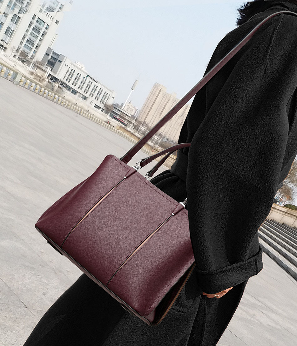 Clara Bordeaux Structured Tote