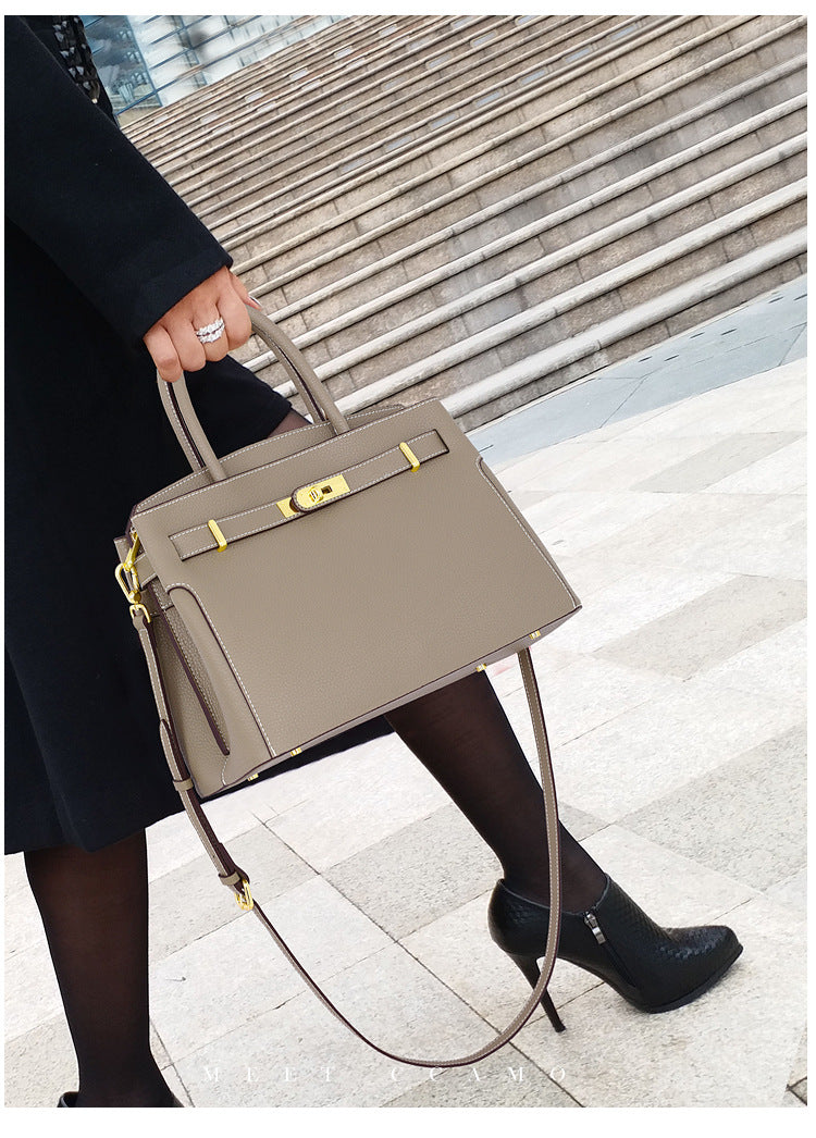 Timeless Classic Luxury Looking Designer Inspired Satchel Crossbody Bag from 100% Real Leather with Detachable Strap