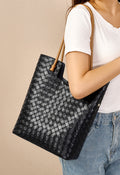 Beautiful Designer inspired Large Capacity Woven Tote Shoulder Bag from Real High Quality Leather