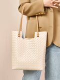 Beautiful Designer inspired Large Capacity Woven Tote Shoulder Bag from Real High Quality Leather