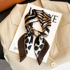 Brown Zebra & Dalmatian Dot Silk Scarf