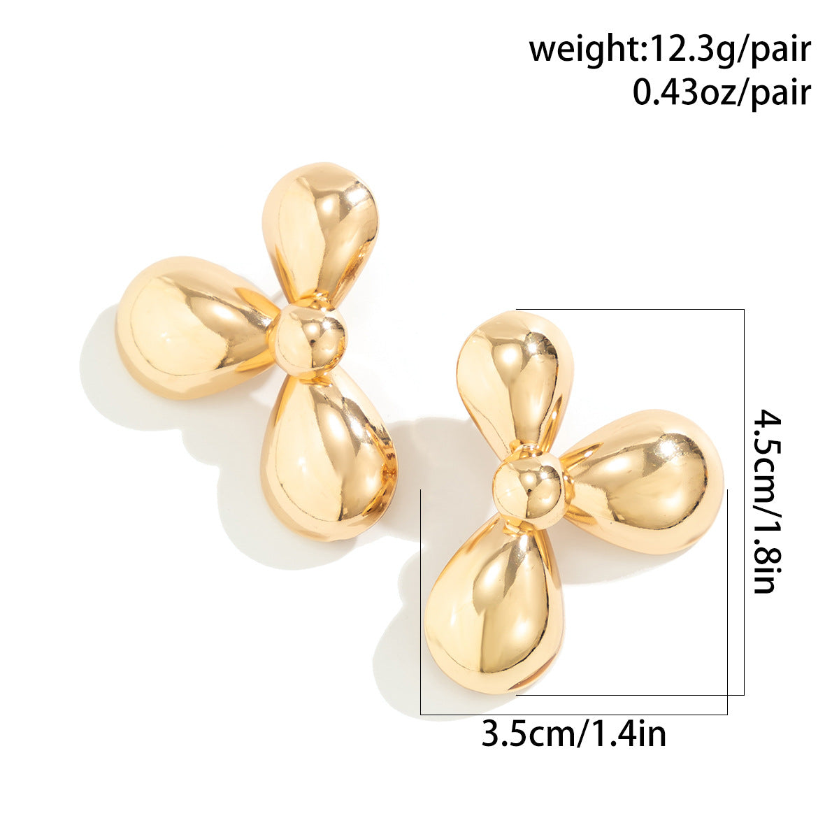 Chic Gold Silver Plated Three-Pedal Flower Shaped Earrings