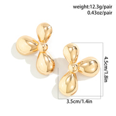 Chic Gold Silver Plated Three-Pedal Flower Shaped Earrings