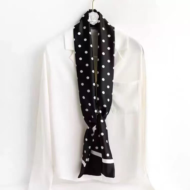 Classic Polka Dot Silk-Feel Square Scarf