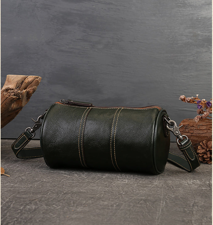 High-End Designer Inspired Cylinder Crossbody Shoulder Bag from High Quality Leather