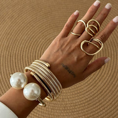 Classic Oversized Pearl Cuff Bracelet for Fashion Forward Girls